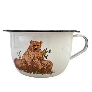 Vintage Daugherty Studio Enamelware Bear Popcorn Bowl Leadville Colorado Karen⁠